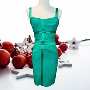 Green Bebe mini Bodycon bandage dress.  Size S/P